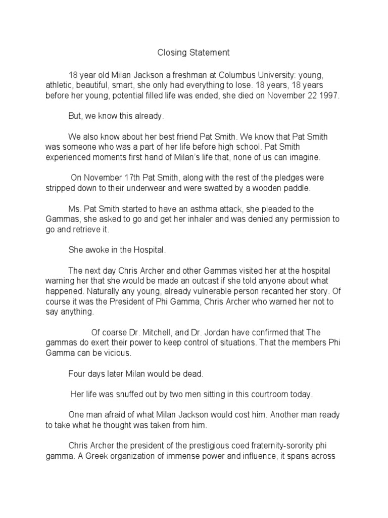 Closing Statement | PDF | Violence