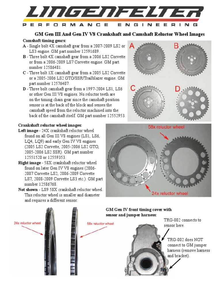 Engine Crankshaft Reluctor Wheel and Camshaft Gear Tooth Count Information PDF Land Vehicles