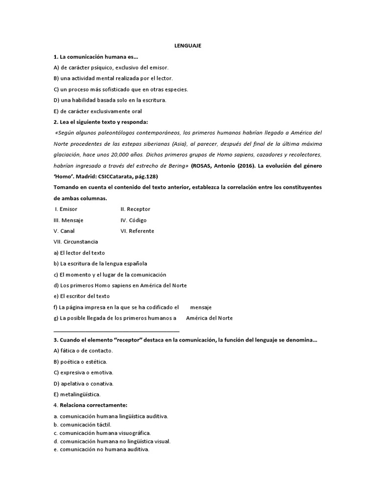 Elementos y Funciones del Lenguaje Humano | PDF | Comunicación | Habla