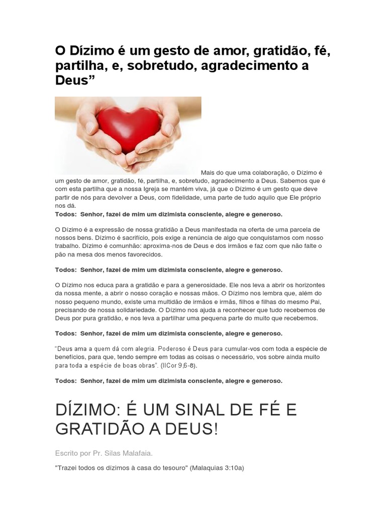 Textos Sobre o Dizimo | PDF | Dízimo | Igreja católica