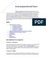 Categorías de Los Manuscritos Del Nuevo Testamento