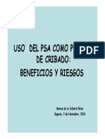 PSA cribado riesgos beneficios