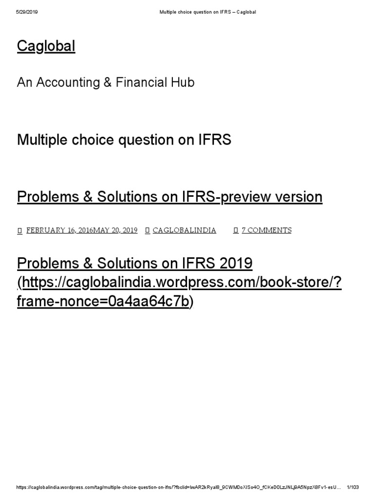 IFRS Multiple Choice Questions Guide | PDF | International Financial ...