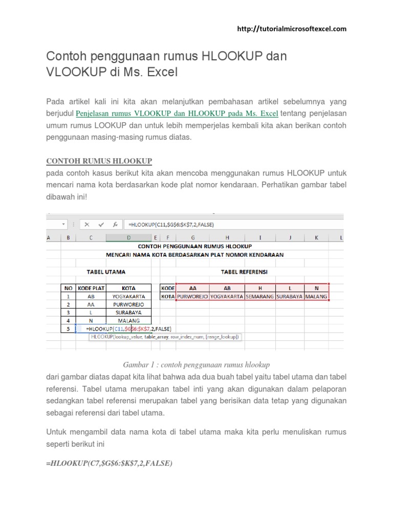 Contoh Penggunaan Rumus Hlookup Dan Vlookup Di Ms Pdf