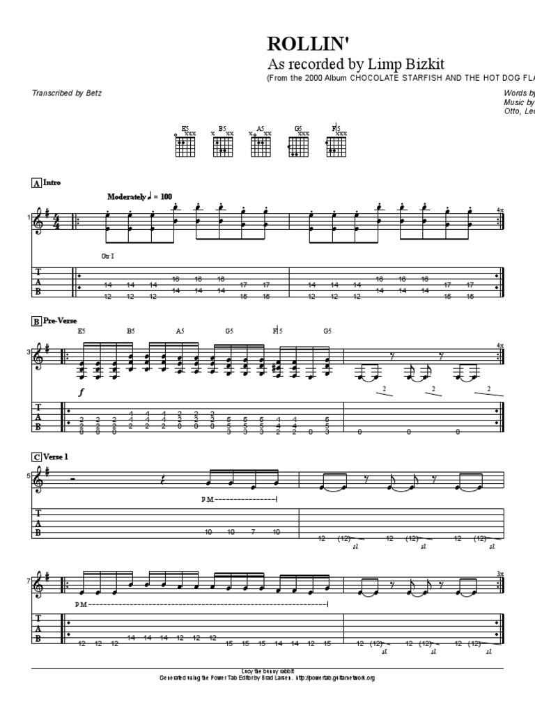 Limp Bizkit Rollin PDF