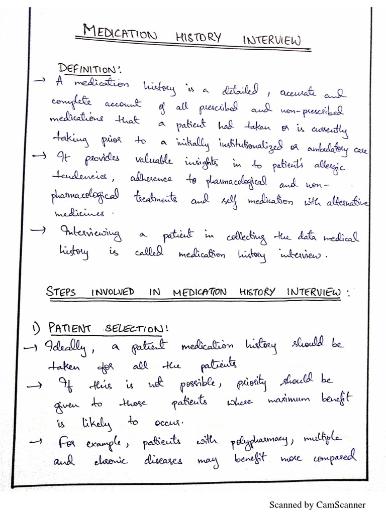 Medication History Interview PDF PDF