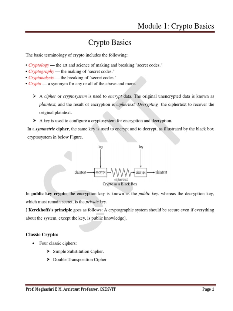 Module 1 PDF | PDF | Cryptography | Key (Cryptography)