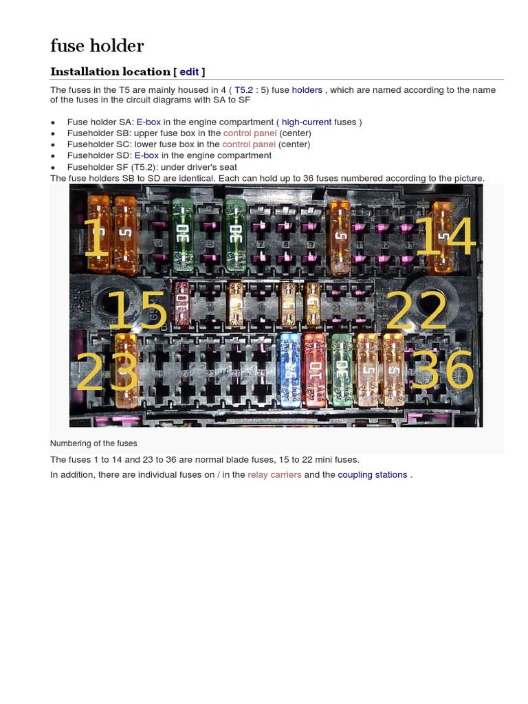 vw transporter cigarette lighter fuse VW Transporter T5 Fuse Box Guide | PDF | Fuse (Electrical)