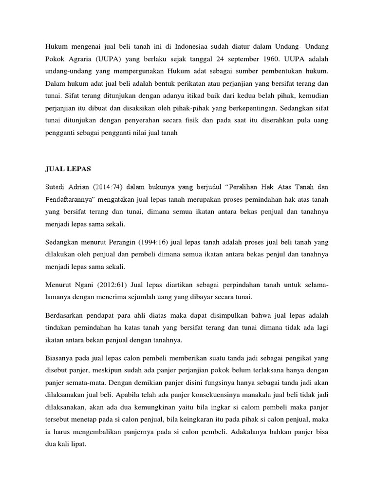 Definisi dan Proses Jual Lepas Tanah | PDF | Hukum