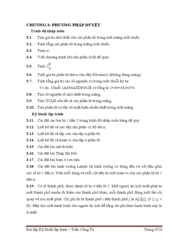 Bai Tap - Ky Thuat Lap Trinh - Chuong 3 | PDF