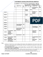 PT BDS University Health Sciences Revised Theory Date Sheet Annual Exams 2019-20