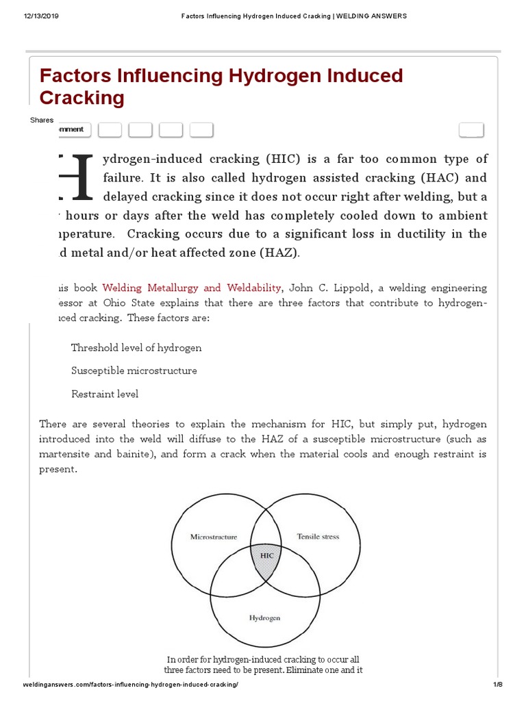 Factors Influencing Hydrogen Cracking | PDF | Welding | Construction