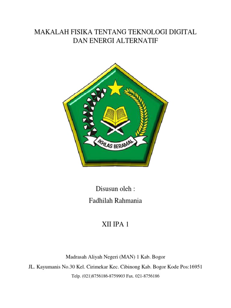 Makalah Fisika Tentang Teknologi Digital Dan Energi Alternatif Docx