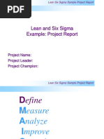 Six Sigma Report Out Template