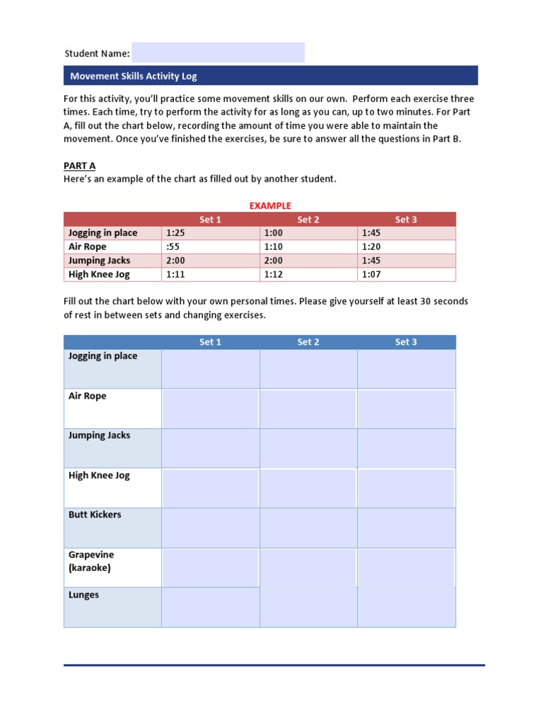 8.5 MovementSkills Activitylog PDF | PDF | Physical Exercise | Recreation