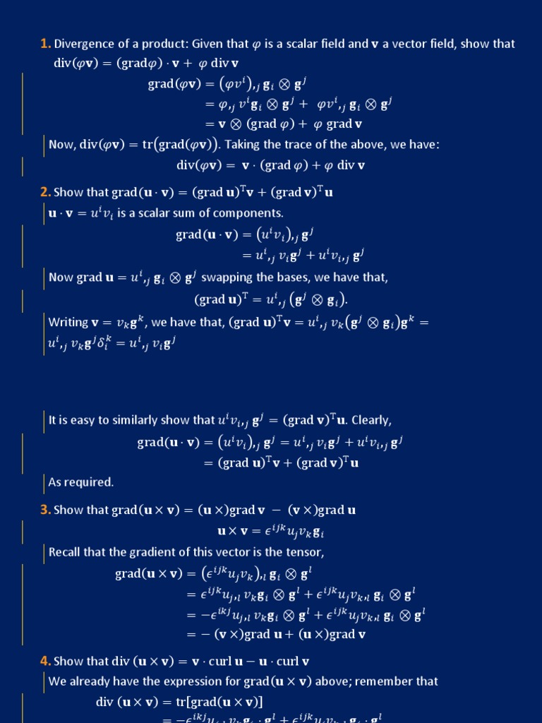 Divergence and Gradient of Products | PDF | Divergence | Tensor