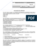 Avaliação de Nivelamento de Ciências 9º Ano - Anual 2019