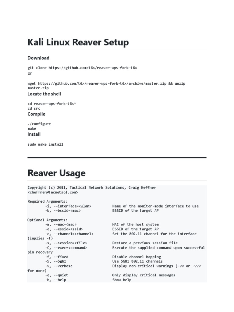 Reaver WPS Tool Setup Guide | PDF | Computer Engineering ...