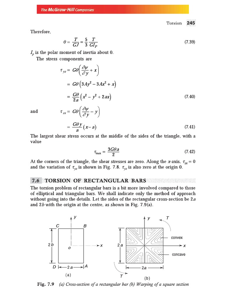Torsion of Rectangular Bars PDF