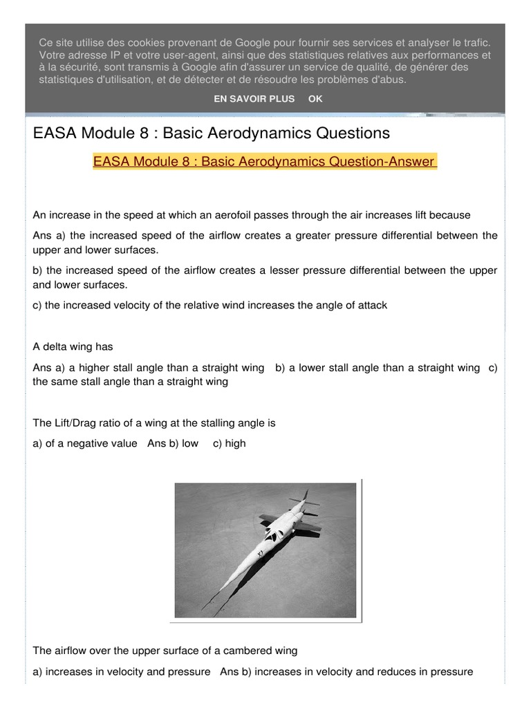 EASA Module 8: Aerodynamics Q&A | PDF | Flight Control Surfaces | Lift ...