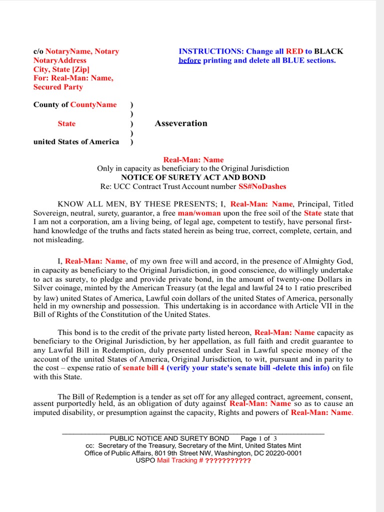 Template PDF Surety Bond Guarantee