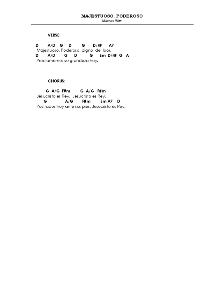 Majestuoso Poderoso Letra : Letra y Acordes de «Majestuoso Poderoso ...