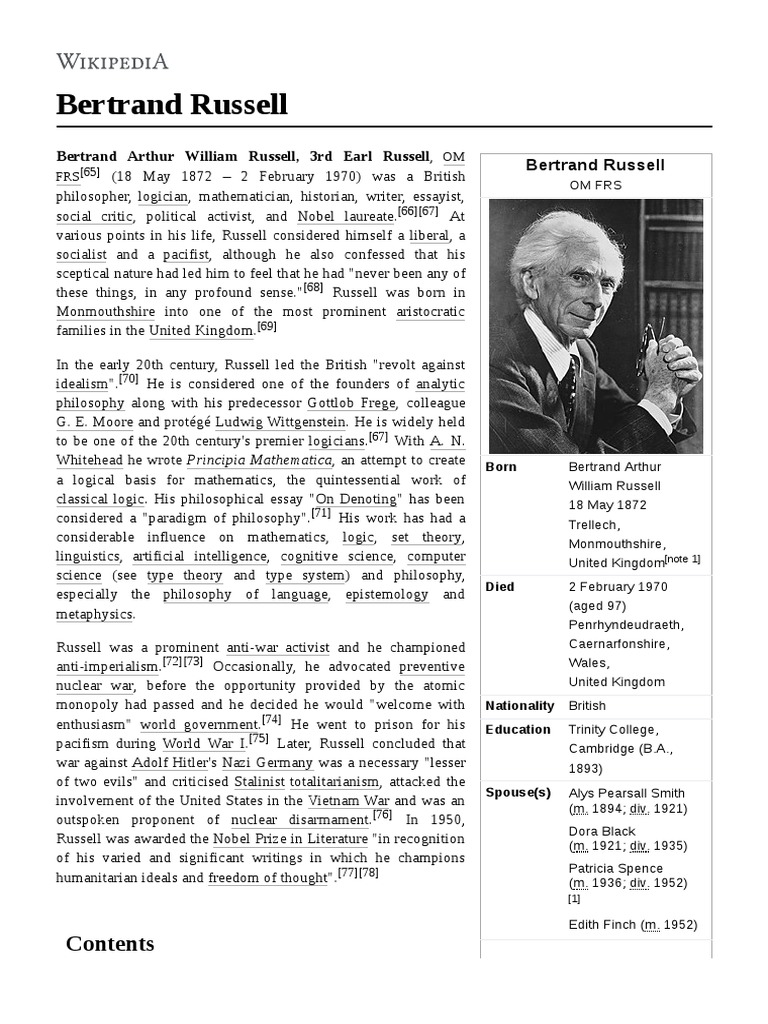 Bertrand Russell Bertrand Russell Nuclear Weapons