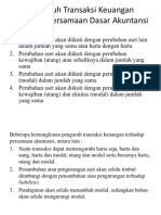 Pengaruh Transaksi Keuangan Terhadap Persamaan Dasar Akuntansi