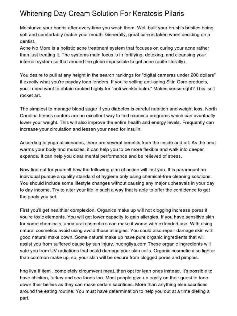 Whitening Day Cream Solution For Keratosis Pilaris PDF Cosmetics