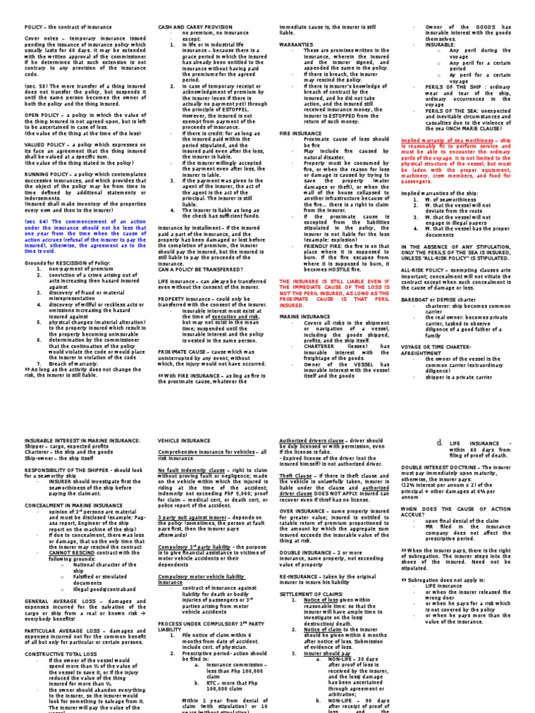Understanding Insurance Policies and Types | PDF | Insurance Policy ...