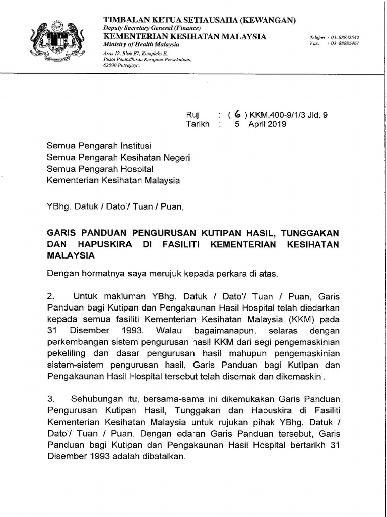 Garis Panduan Pengurusan Kutipan Hasil Tunggakan Dan Hapuskira Pdf