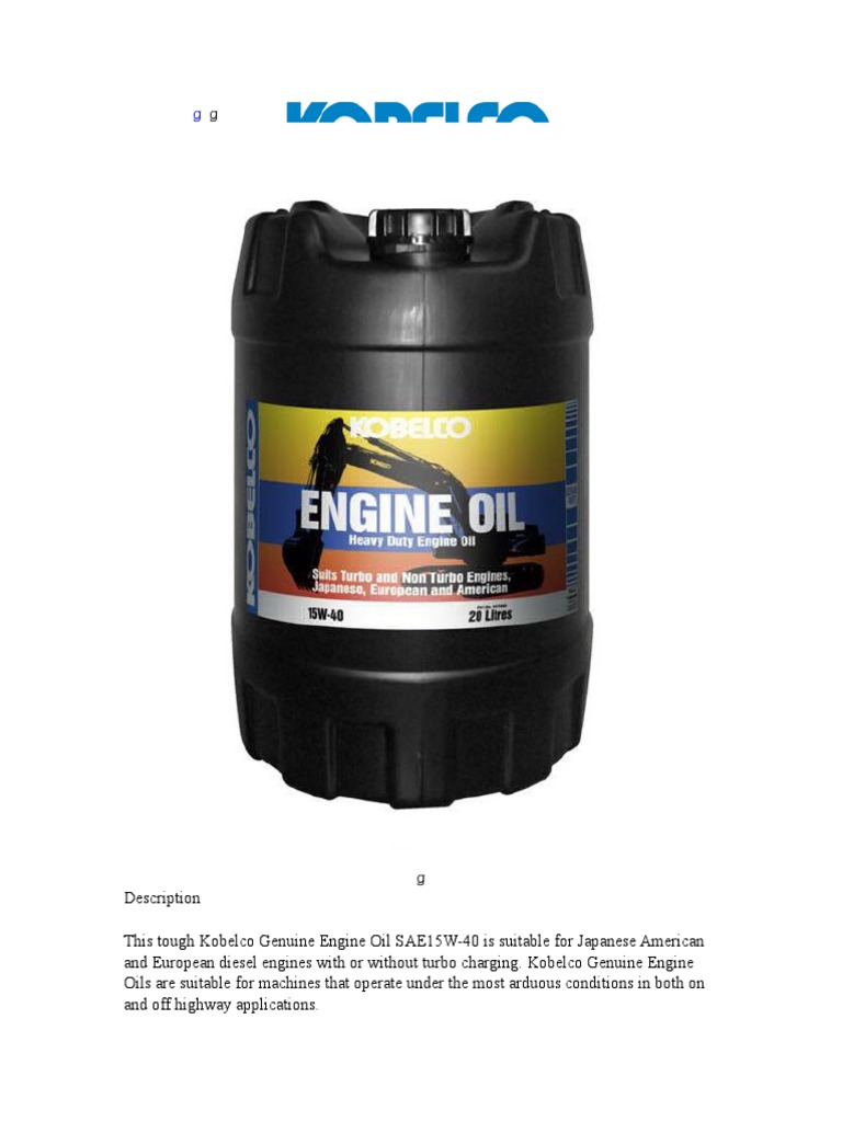 Kobelco Engine Oil PDF