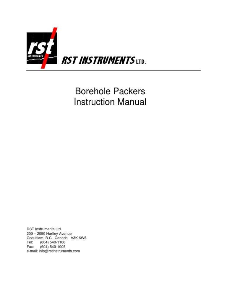 Borehole Packers Instruction Manual | PDF | Pipe (Fluid Conveyance ...