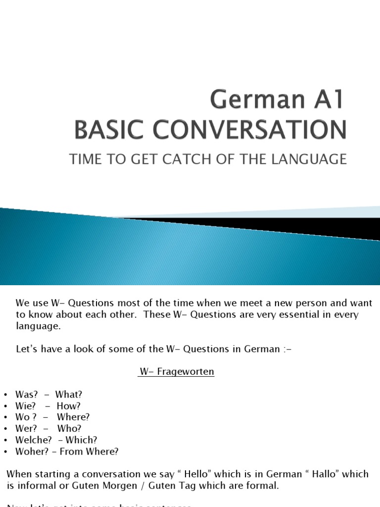 German A1 Lesson 1 Basic Conversation | PDF