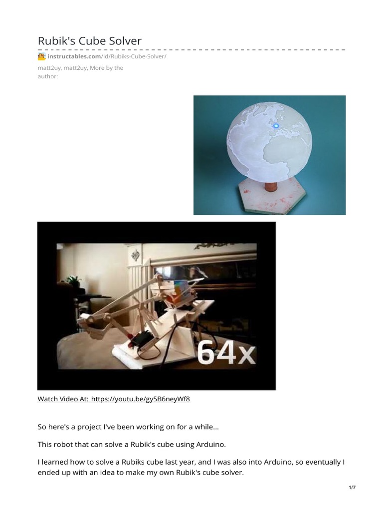 Rubiks Cube Solver PDF | PDF | Arduino | Graphical User Interfaces