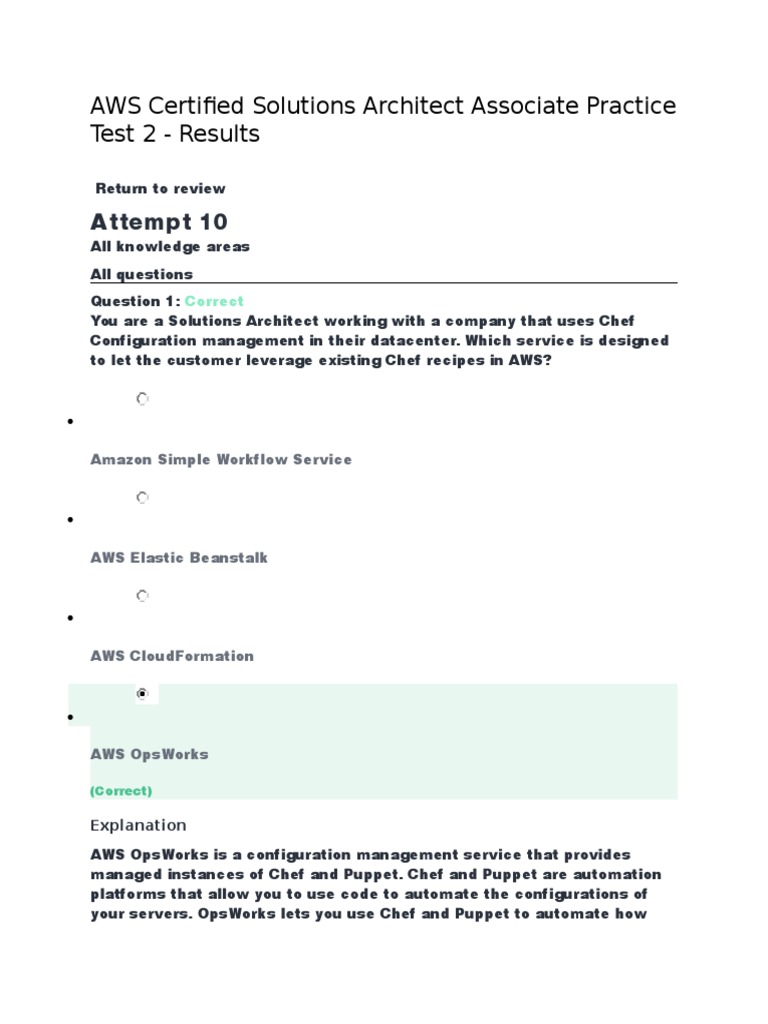AWS Solutions Architect Practice Test | PDF | Ip Address | Amazon Web ...