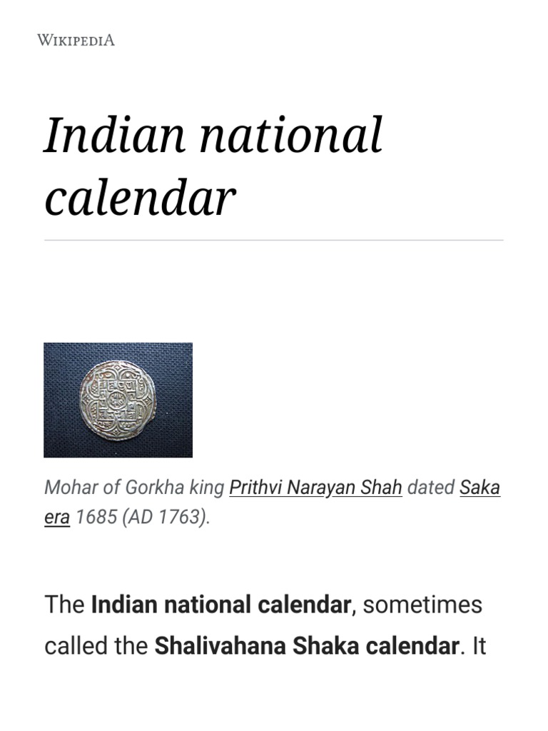 Indian National Calendar Wikipedia PDF PDF Ancient Astronomy
