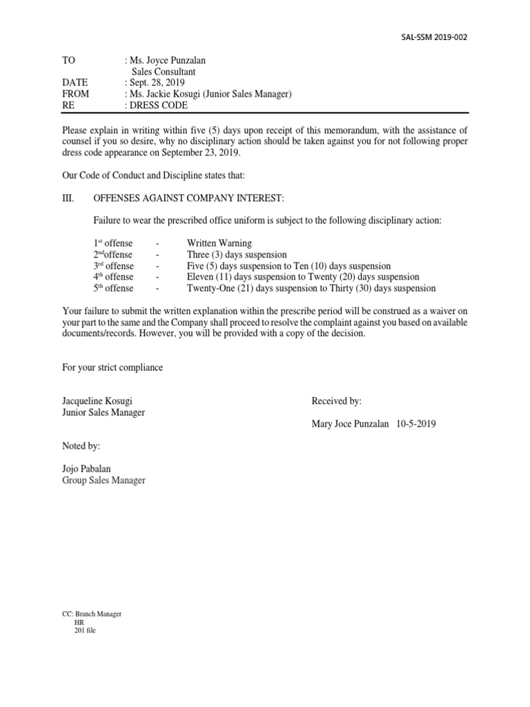 MEMO Dress Code PDF