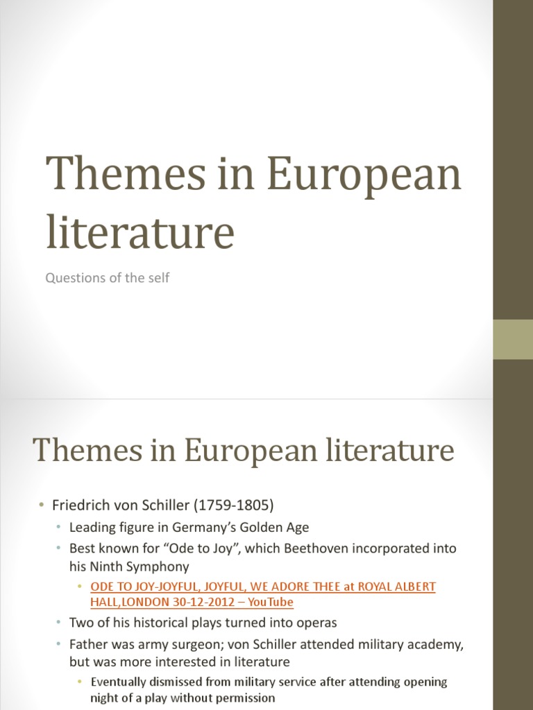 Themes in European Literature PDF Existentialism Romanticism