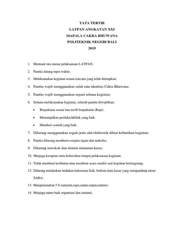 Tata Tertib & Sanksi LATPAN 2019 | PDF