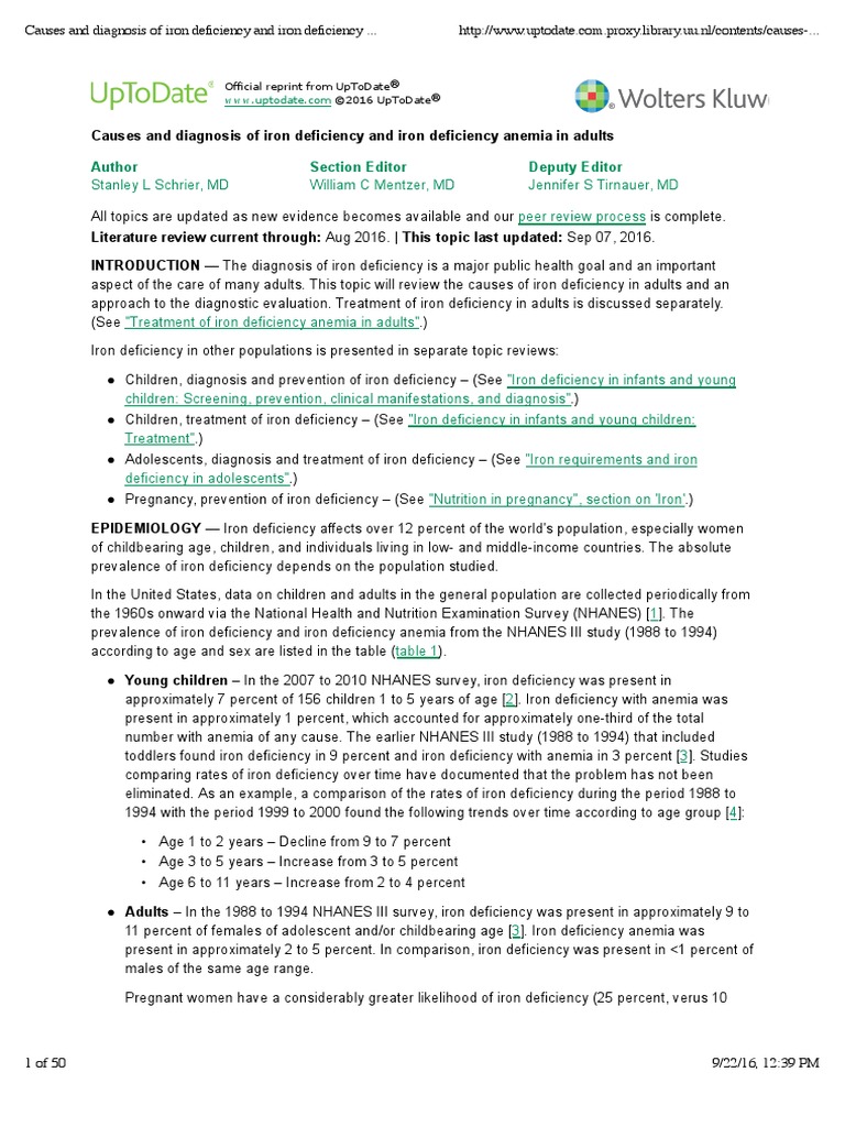 UptodateCauses and Diagnosis of Iron Deficiency and Iron Deficiency Anemia in Adults PDF