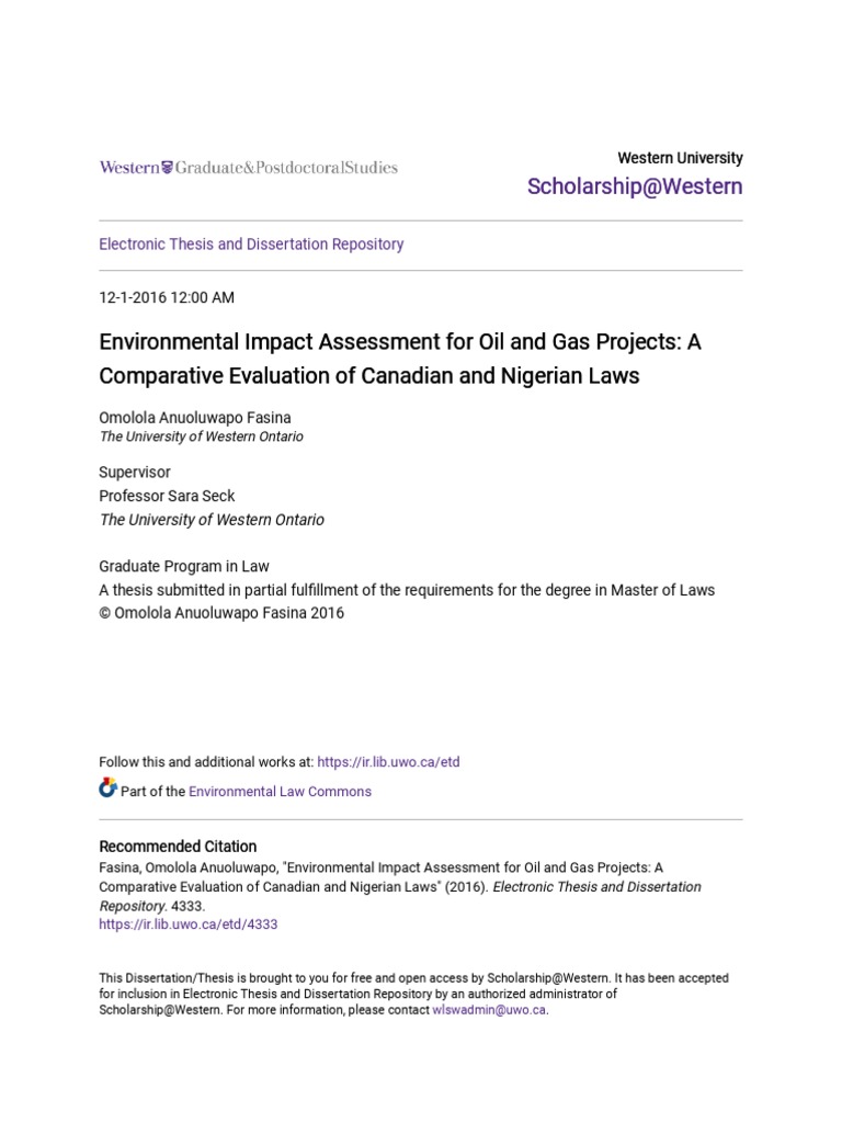 Environmental Impact Assessment For Oil and Gas Projects - A Compa ...