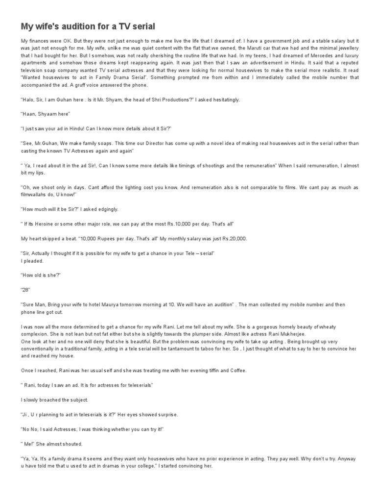 Wife's Audition for TV Serial Role | PDF | Human Body