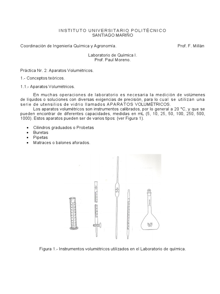Práctica 02 Aparatos Volumétricos PDF | Medición | Calibración