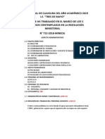 Memoria Anual de Clasura Del Año Académico 2018 I