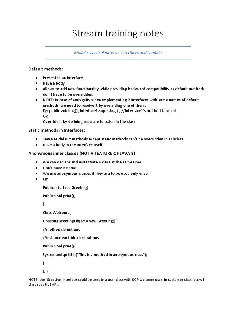 Stream Training Notes Java | PDF | Java Servlet | Spring Framework