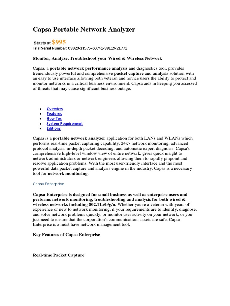 Capsa Portable Network Analyzer Overview | PDF | Denial Of Service ...