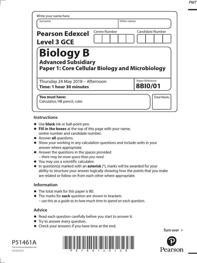 June 2018 QP - Paper 1 Edexcel Biology (B) AS-level | Ploidy | Reproduction