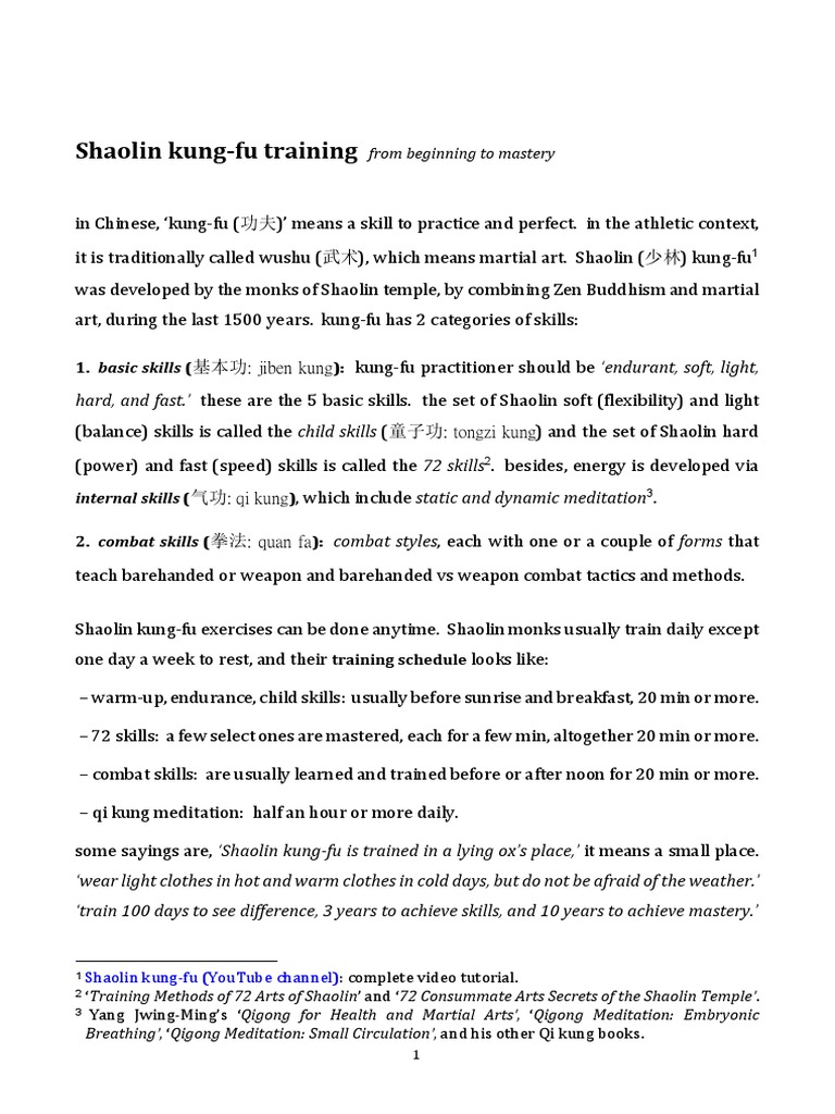 Shaolin Kung Fu Training Guide | PDF | Chinese Martial Arts | East ...