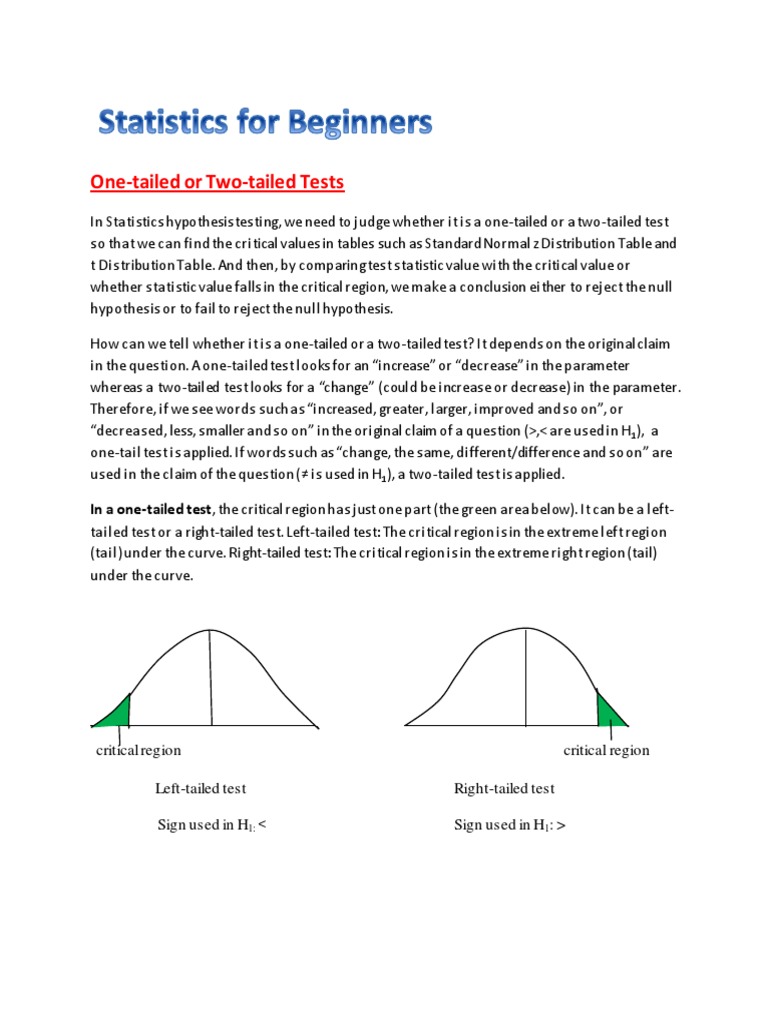 One-Tailed vs Two-Tailed Tests Explained | PDF | Statistical Hypothesis ...